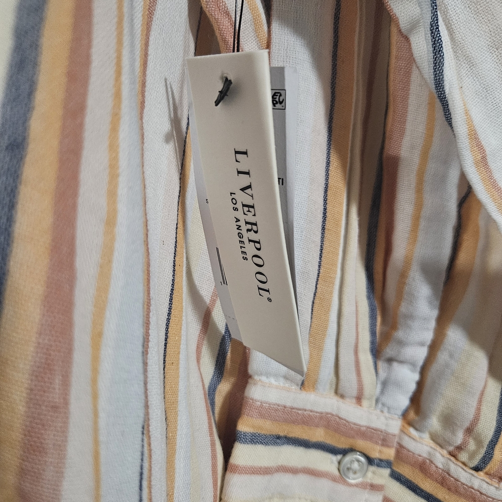 Liverpool Multicolor Striped V-Neck Blouse - Picture 7 of 7
